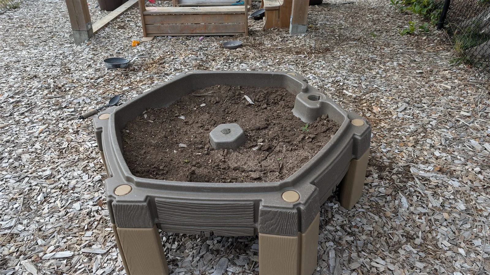 The outdoor garden planter area at Comfort First Early Learning